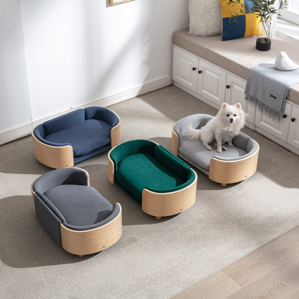 Scandinavian Style Elevated Dog Bed Pet Sofa With Solid Wood Legs