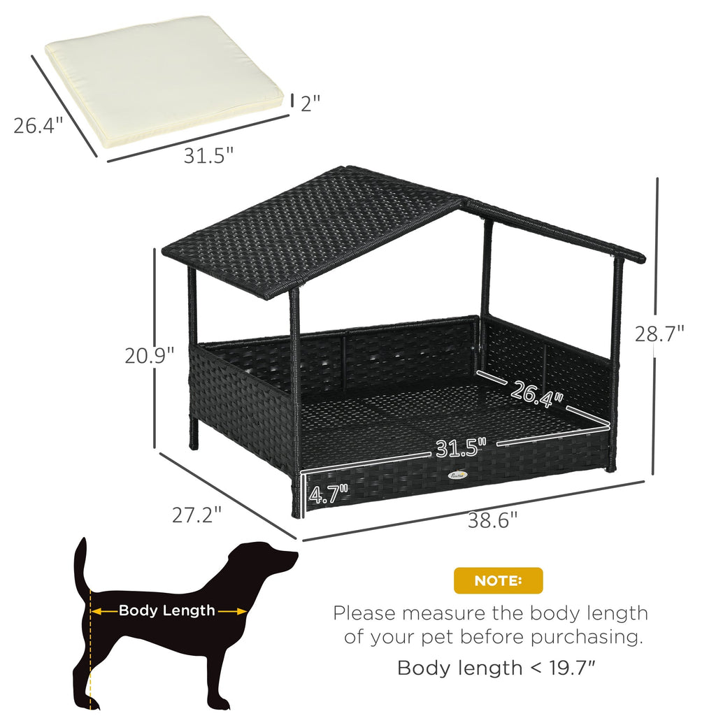 PawHut Wicker Dog House Outdoor with Canopy