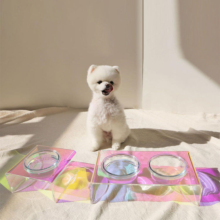 Acrylic Glass Pet Dazzling Food Bowl