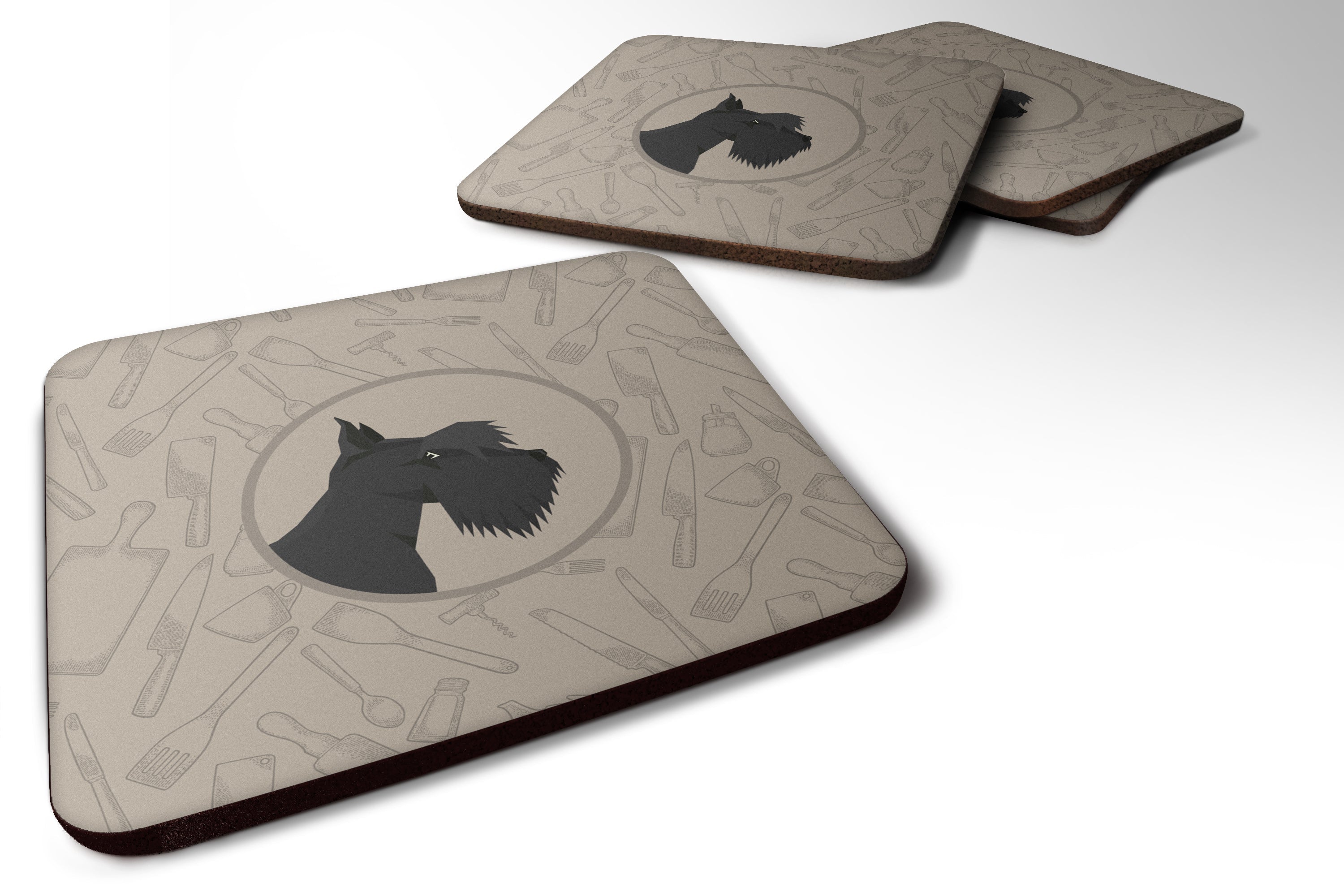 Scottish Terrier In the Kitchen Foam Coaster  CK2207FC
