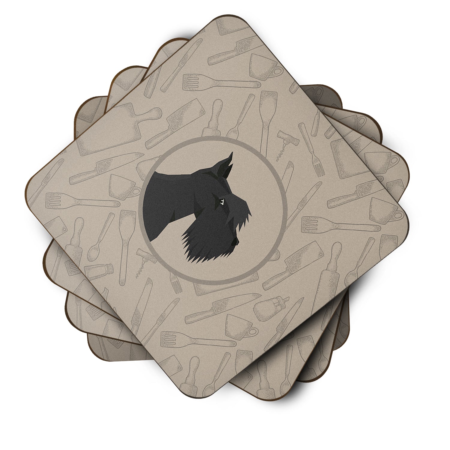 Scottish Terrier In the Kitchen Foam Coaster  CK2207FC