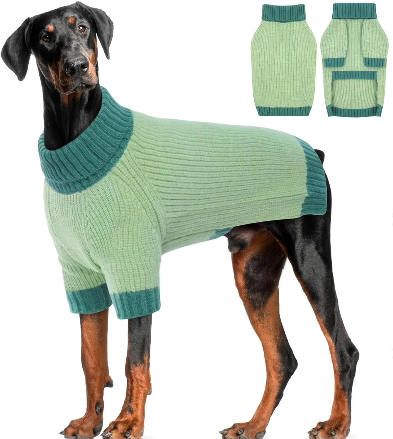 XL–5XL Dog Sweater with Harness Hole – Warm Stretch Turtleneck Winter Outfit