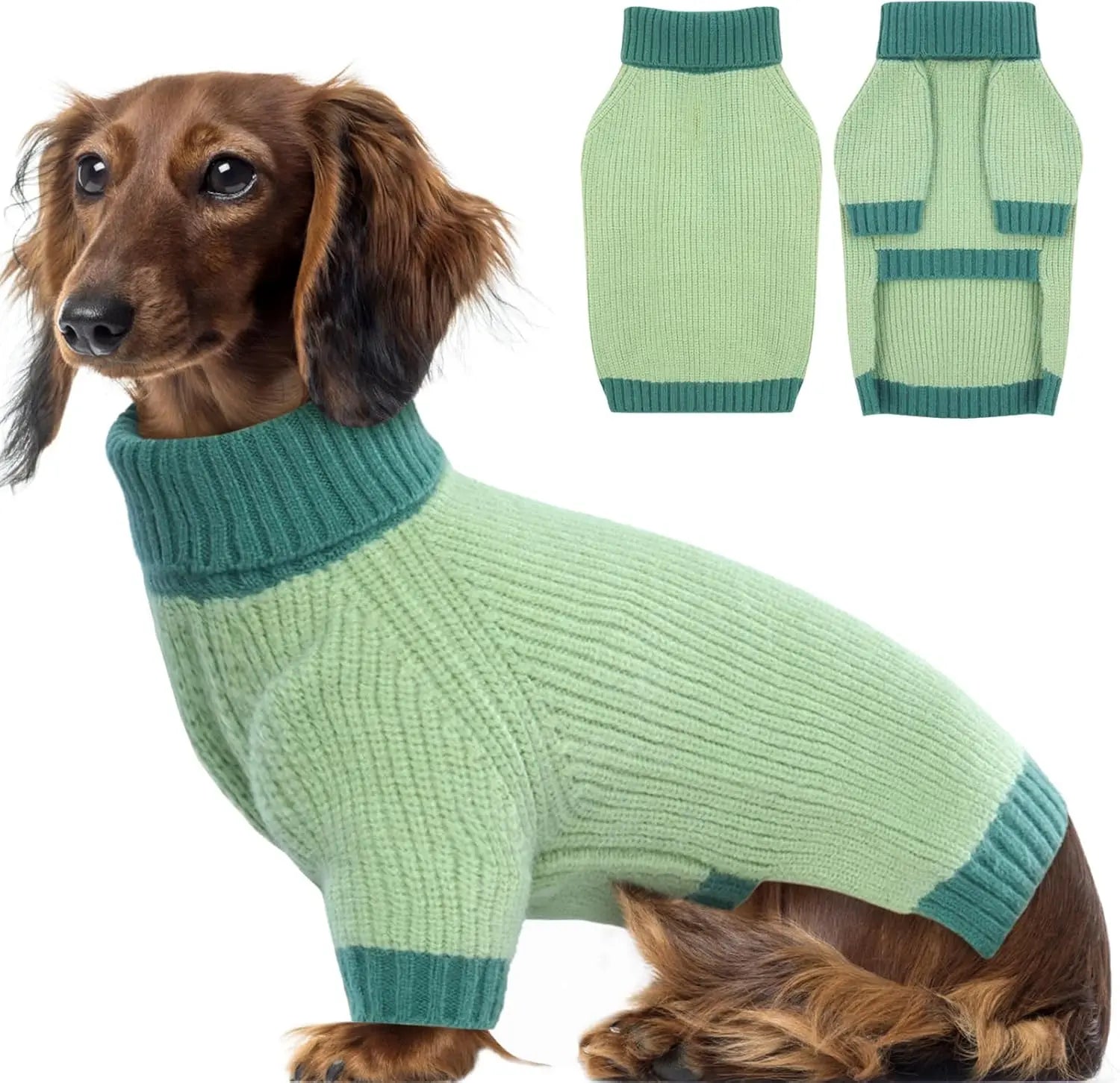 XL–5XL Dog Sweater with Harness Hole – Warm Stretch Turtleneck Winter Outfit