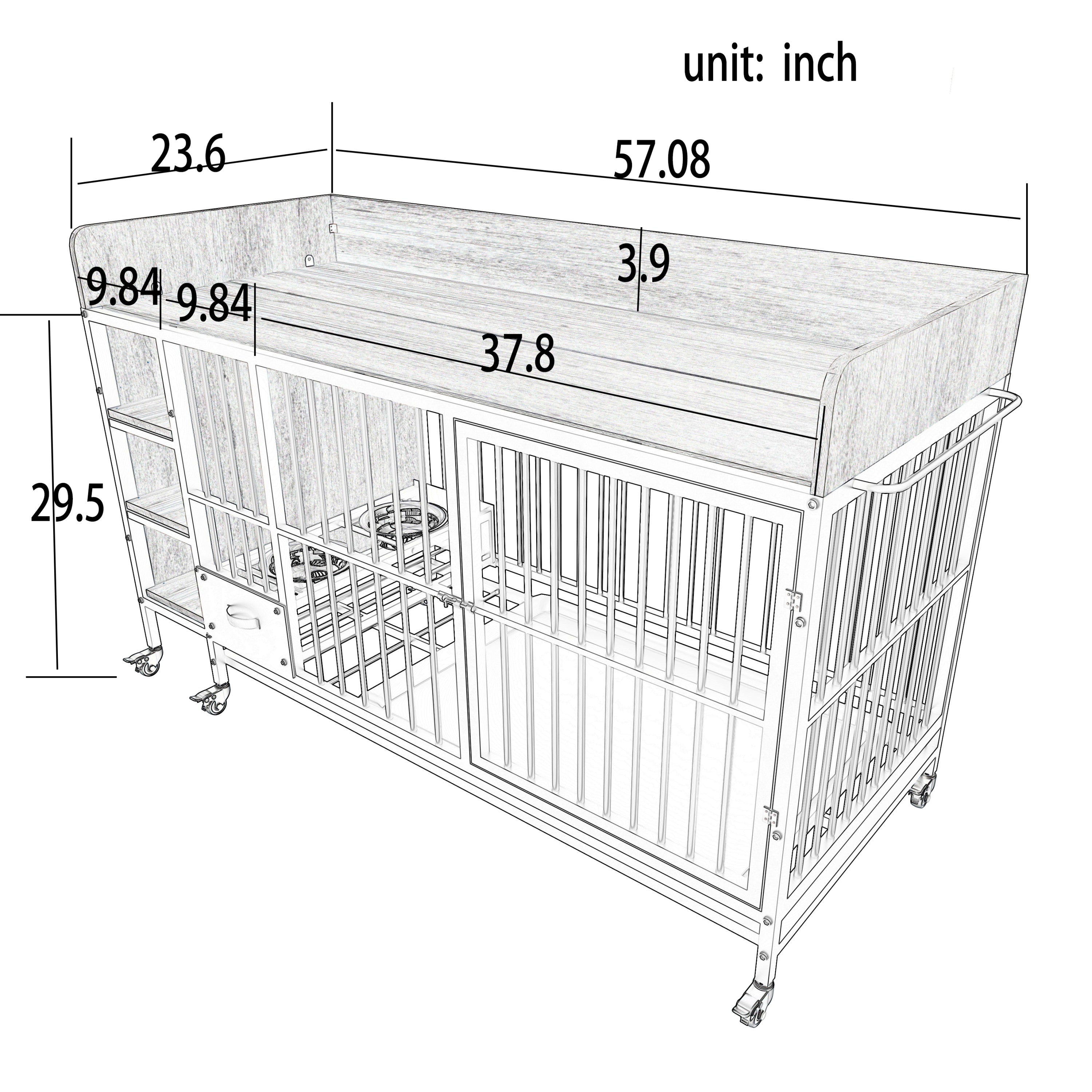 Large Pet Cage with Storage Rack Black and Beige