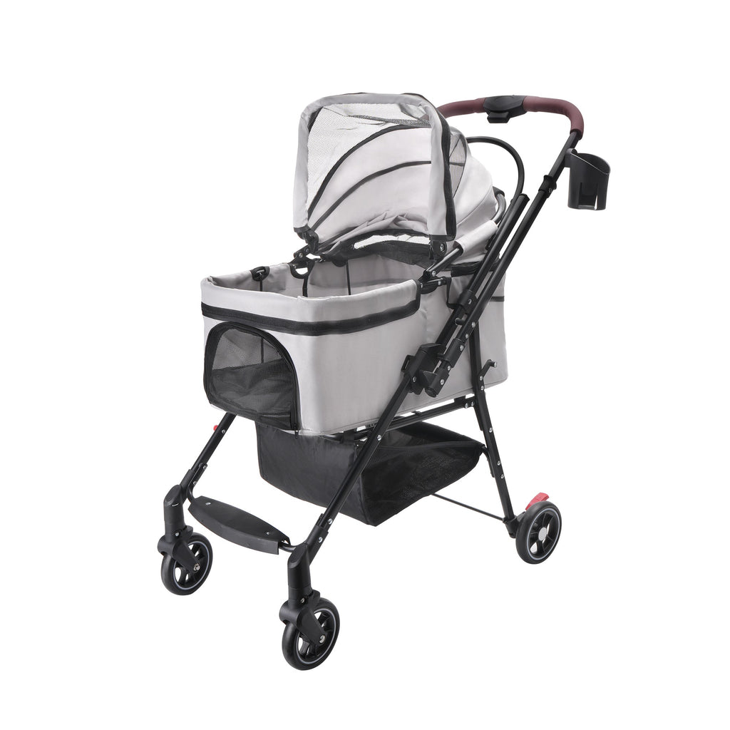 4-Wheel Foldable Pet Stroller for Dogs & Cats