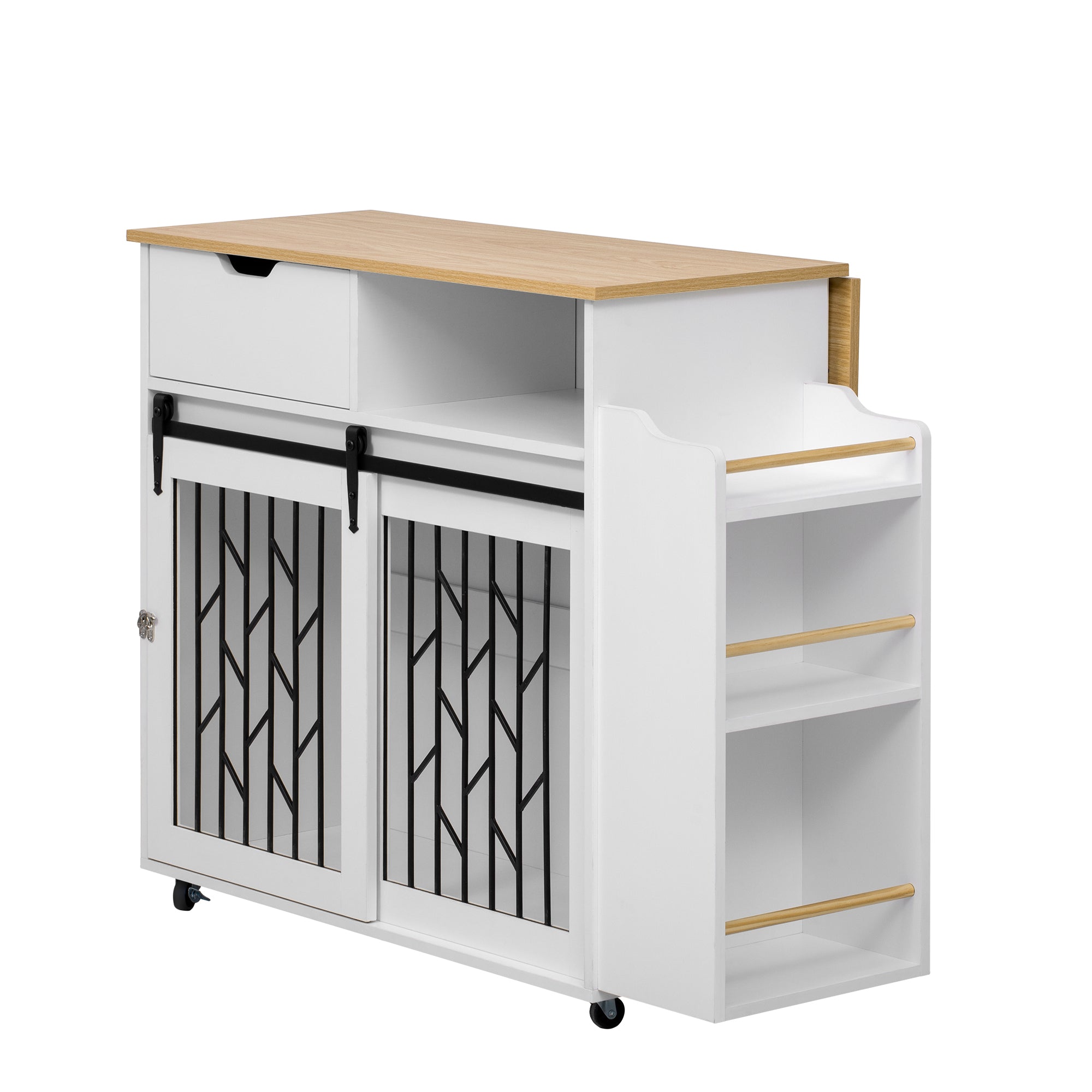 Modern Style 2-in-1 Pet Friendly Dog Crate Kitchen Island End Table